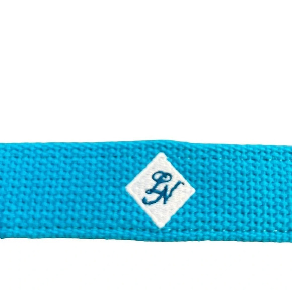 YRI Canvas and Leather Belt Monogrammed LN Made in USA Blue White 43” Long XL - Picture 12 of 13